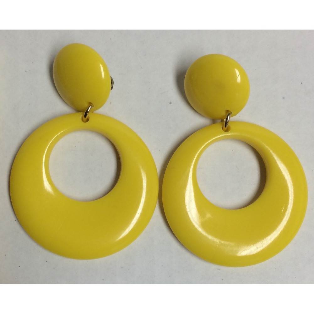VTG Traditional Flamenco Small Hoop Earrings NOS - Yellow